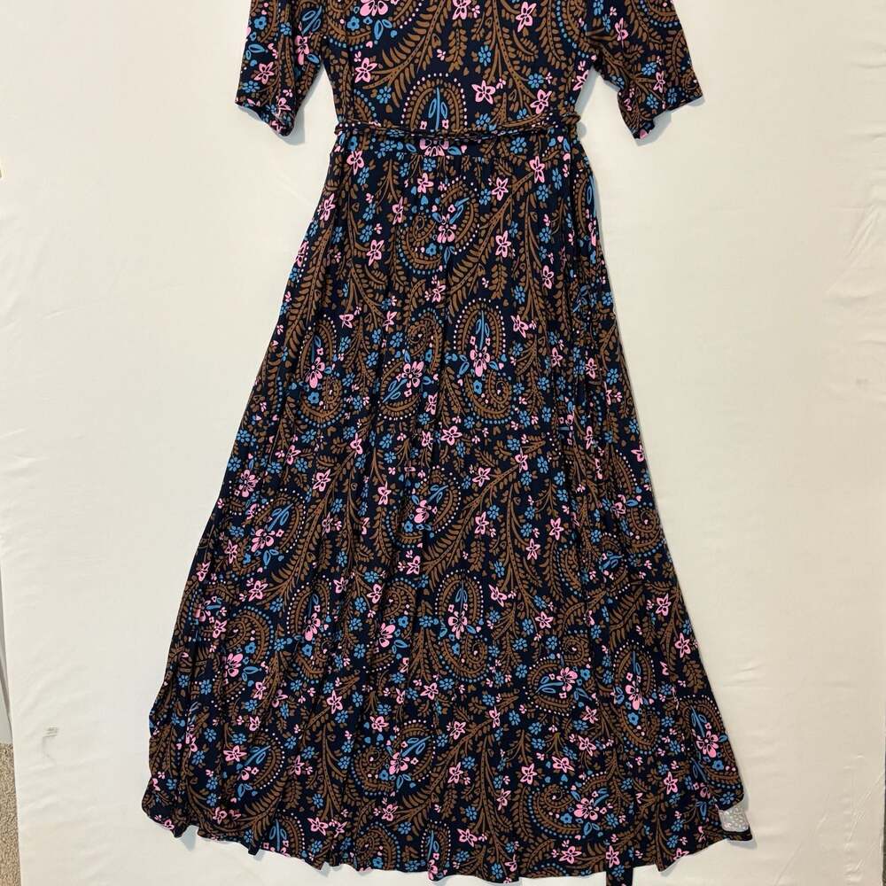 Boden‎ Floral Paisley Jersey Wrap Midi Dress US 10L Boho Resort Cottagecore - Picture 10 of 11